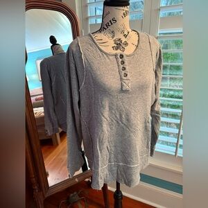 Gray Button-Front Women's Lulu B Top with Decorative Buttons